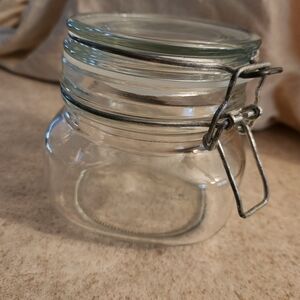 Clear Glass Storage Jar with Metal Clip